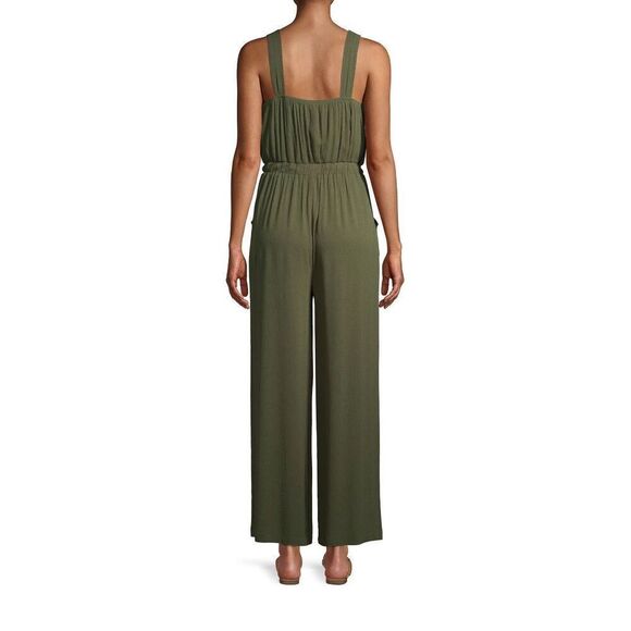NWT No Boundaries Juniors’ Jumpsuit Olive Green Packets Wide Legs SzXL(15-17) - Picture 2 of 16